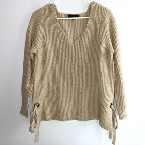 Oversized V-Neck Side Tie Sweater